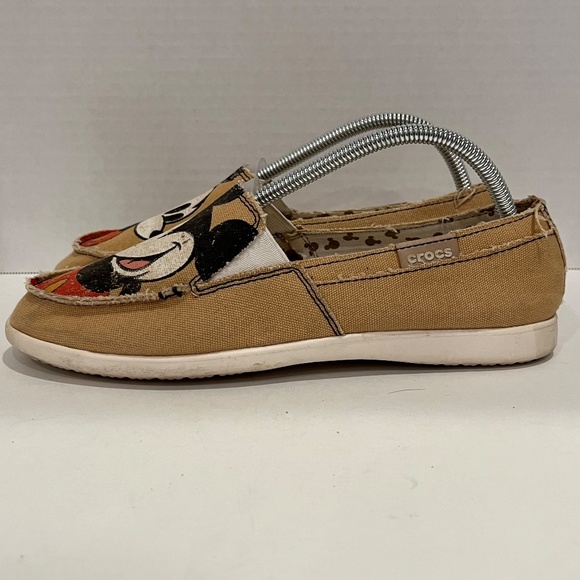 Crocs Disney Mickey Mouse Women’s Tan Canvas Slip On Shoes Loafers Shoes Size 10 - Picture 7 of 15